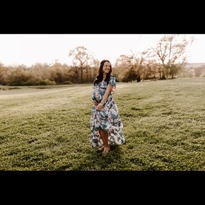 Baltic Born Sicily Blue Satin Maxi Dress